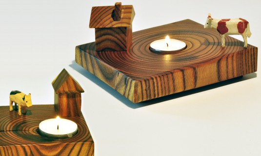 Kerzenhalter aus Restholz